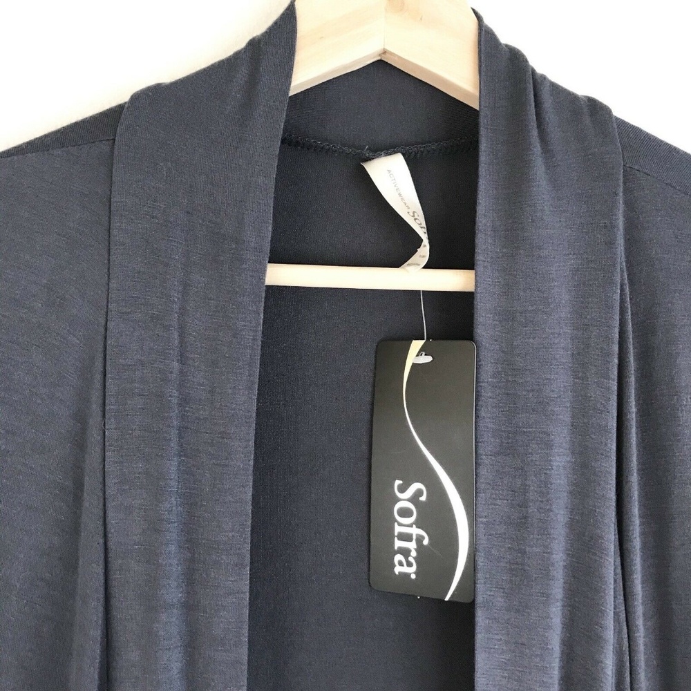 Sofra Grey Super Soft Short Sleeve Open Cardigan - Picture 4 of 5